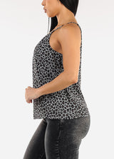 Sleeveless Leopard Print Camisole Blouse Grey