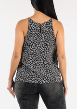 Sleeveless Leopard Print Camisole Blouse Grey
