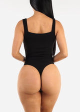 Sleeveless Sweetheart Neckline Ribbed Bodysuit Black