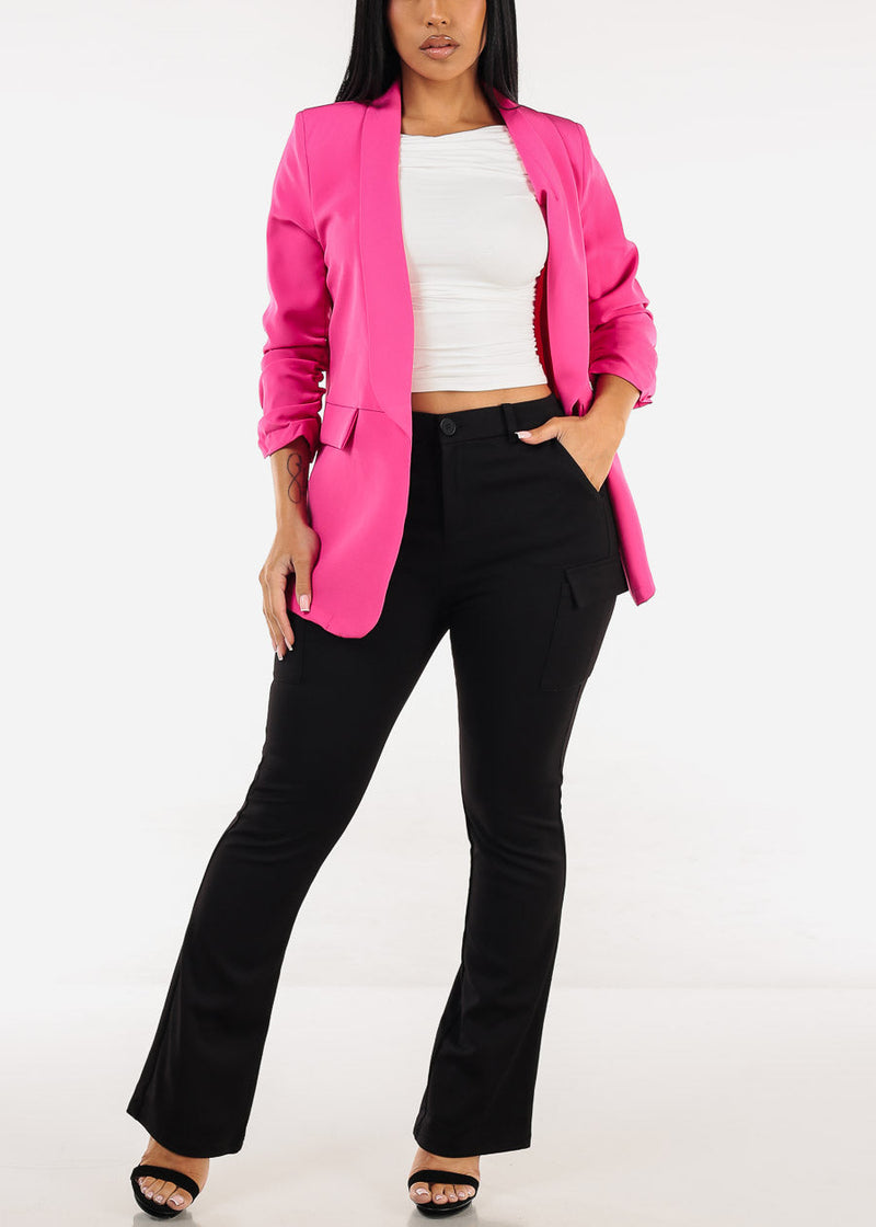 Stretchy Boat Neckline Ruched Crop Top White