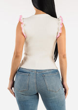 Ruffle Sleeves Sweater Blouse Cream