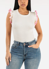 Ruffle Sleeves Sweater Blouse Cream