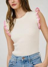 Ruffle Sleeves Sweater Blouse Cream