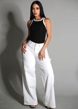 Stretchy Sleeveless Racerback Ribbed Top Black