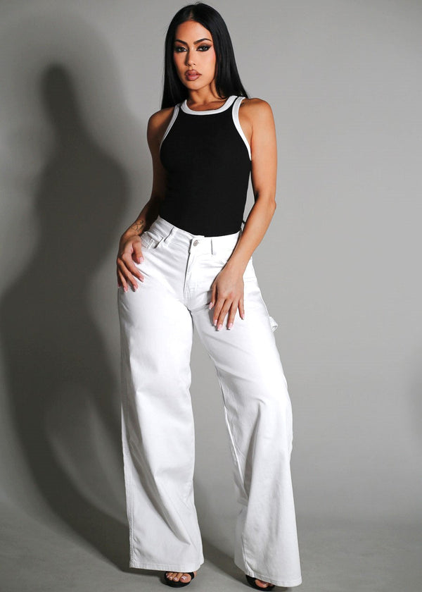 Stretchy Sleeveless Racerback Ribbed Top Black