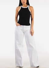 Stretchy Sleeveless Racerback Ribbed Top Black