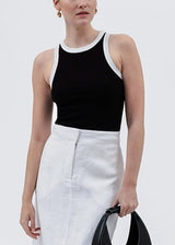 Stretchy Sleeveless Racerback Ribbed Top Black