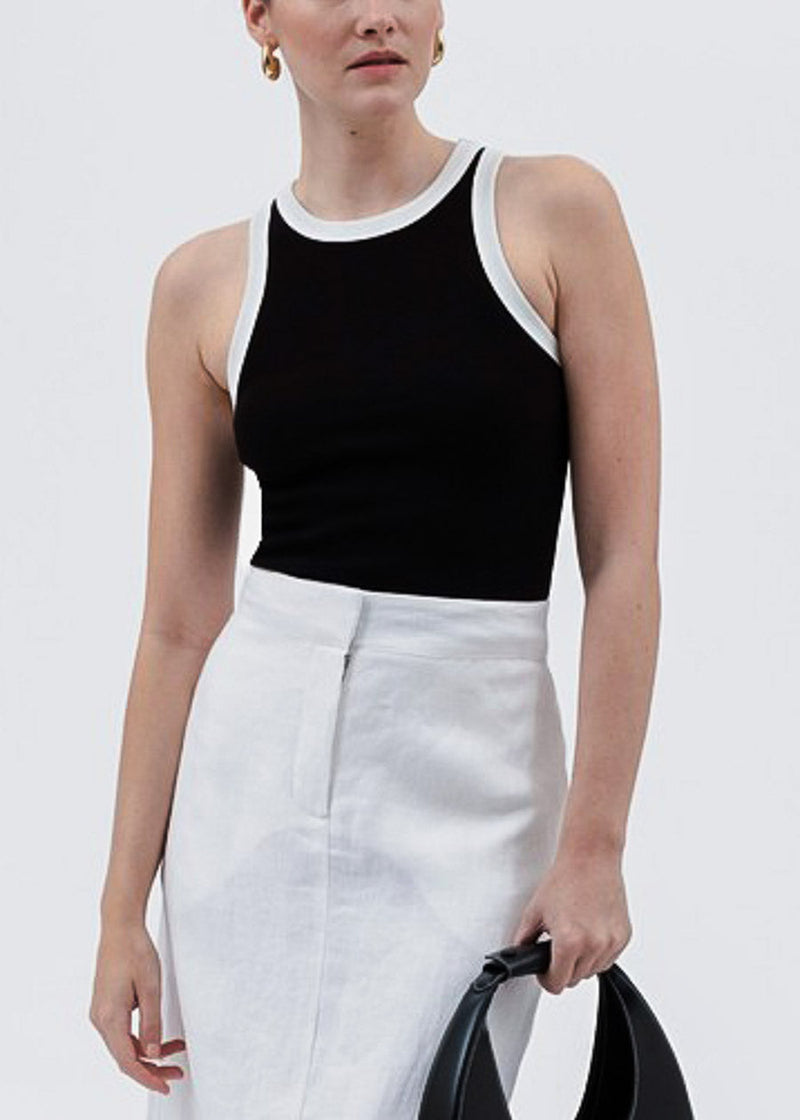 Stretchy Sleeveless Racerback Ribbed Top Black