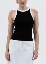 Stretchy Sleeveless Racerback Ribbed Top Black
