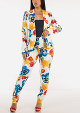 Floral Long Sleeve Formal Blazer Multicolor
