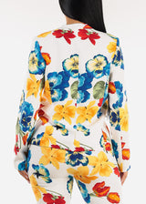 Floral Long Sleeve Formal Blazer Multicolor