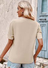 Short Sleeve V-Neck Blouse Khaki