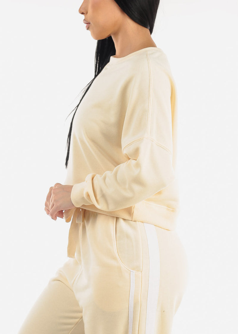 Crewneck Long Sleeve French Terry Sweatshirt Yellow