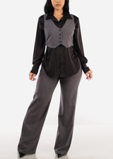 Sleeveless Button Up Grey Vest
