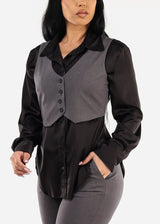 Sleeveless Button Up Grey Vest