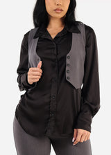 Sleeveless Button Up Grey Vest