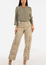 Quarter Sleeve Woven Blouse Olive