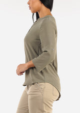 Quarter Sleeve Woven Blouse Olive