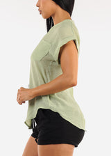 Casual Short Sleeve Button Up Shirt Sage