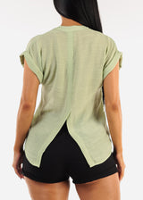 Casual Short Sleeve Button Up Shirt Sage