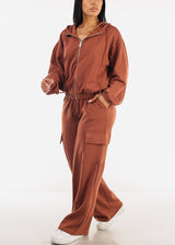 Zip Up Brown Hoody w Pockets
