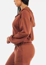 Zip Up Brown Hoody w Pockets