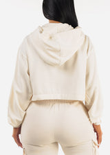 Cream Fleece Pullover Hoodie
