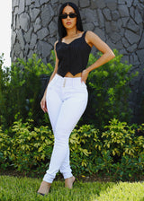 Sleeveless  Button Up Stripe Vest Top Black