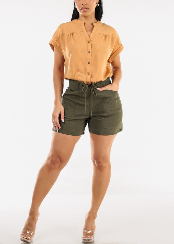 High Waist Quick Dry Hyper Stretch Shorts Olive