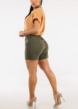 High Waist Quick Dry Hyper Stretch Shorts Olive