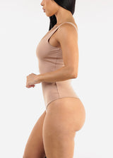 Sleeveless Scoop Neck Thong Bodysuit Nude