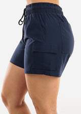 High Waist Quick Dry Hyper Stretch Cargo Shorts Navy
