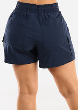 High Waist Quick Dry Hyper Stretch Cargo Shorts Navy