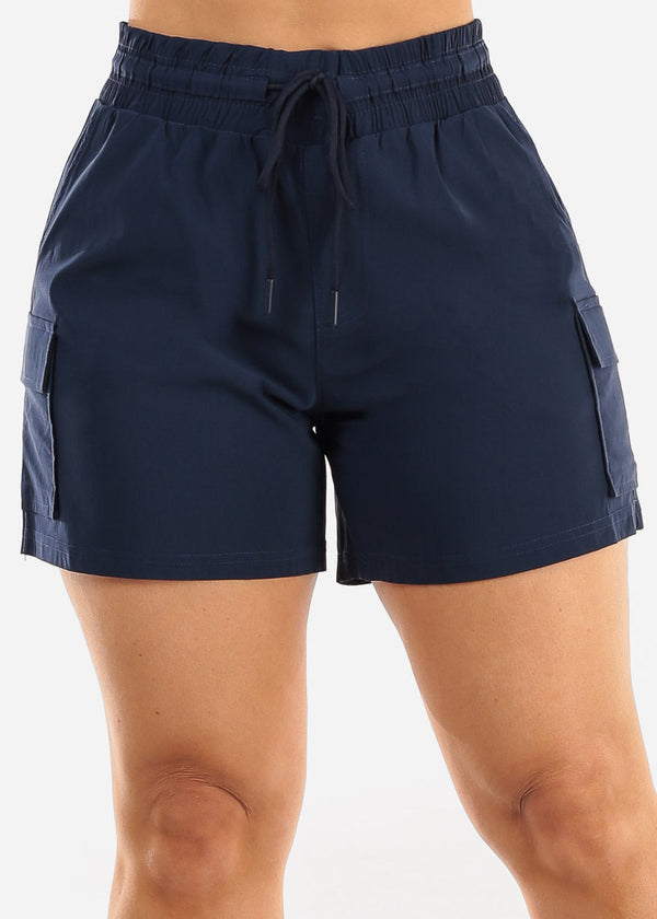 High Waist Quick Dry Hyper Stretch Cargo Shorts Navy