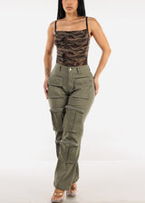 Stretchy Sleeveless Camo Thong Bodysuit