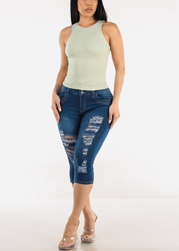 Sleeveless Stretch Racerback Top Light Sage