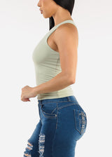 Sleeveless Stretch Racerback Top Light Sage