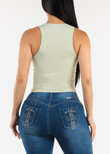 Sleeveless Stretch Racerback Top Light Sage