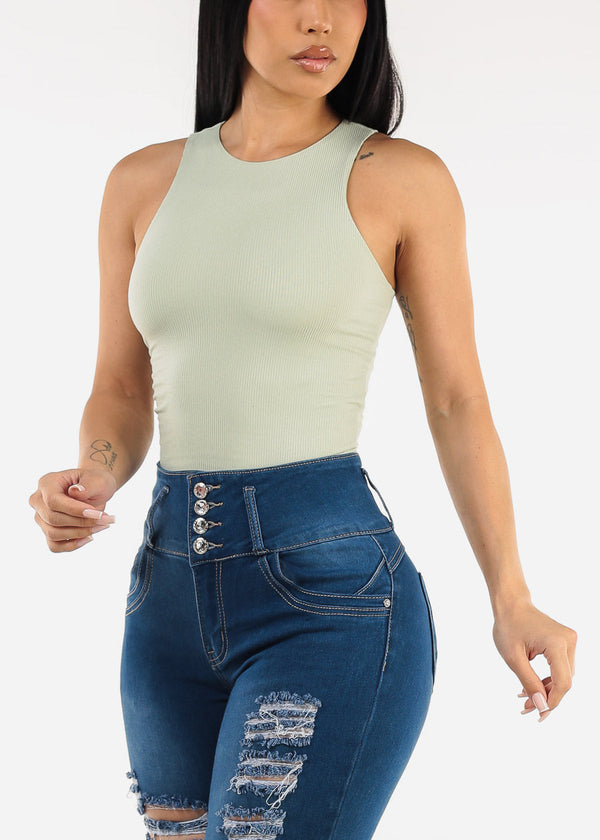 Sleeveless Stretch Racerback Top Light Sage