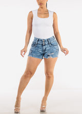 Sleeveless Square Neck Ribbed Top White