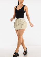 Black Sleeveless Vneck Ribbed Thong Bodysuit