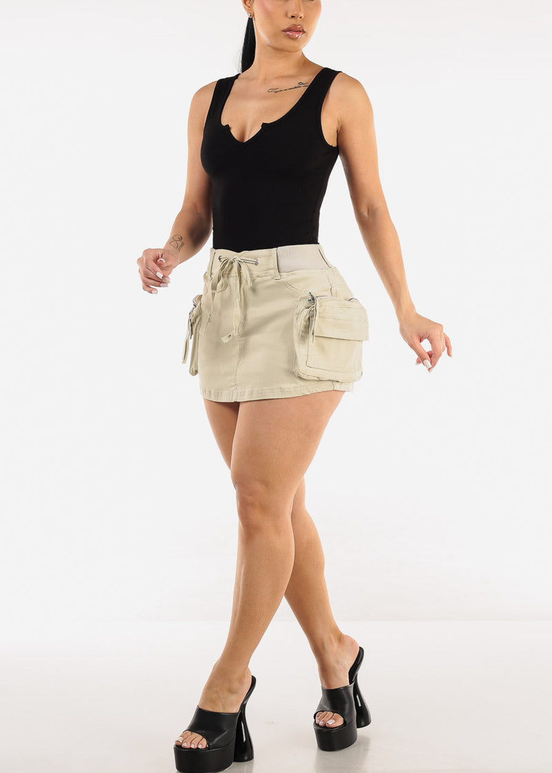 Black Sleeveless Vneck Ribbed Thong Bodysuit