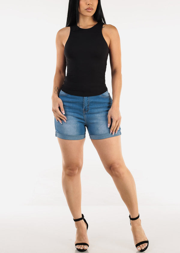 Black Sleeveless Stretch Racerback Top