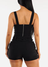 Black Crop Top with Buckle Straps
