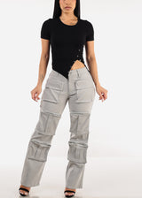 Black Short Sleeve Ribbed Top w Side Snap Cut Out