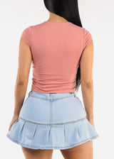 Cap Sleeve Square Neck Top Rose