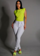 Sleeveless Side Ruched Blouse Lime