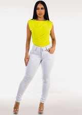 Sleeveless Side Ruched Blouse Lime