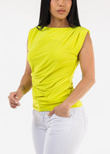 Sleeveless Side Ruched Blouse Lime