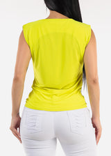 Sleeveless Side Ruched Blouse Lime